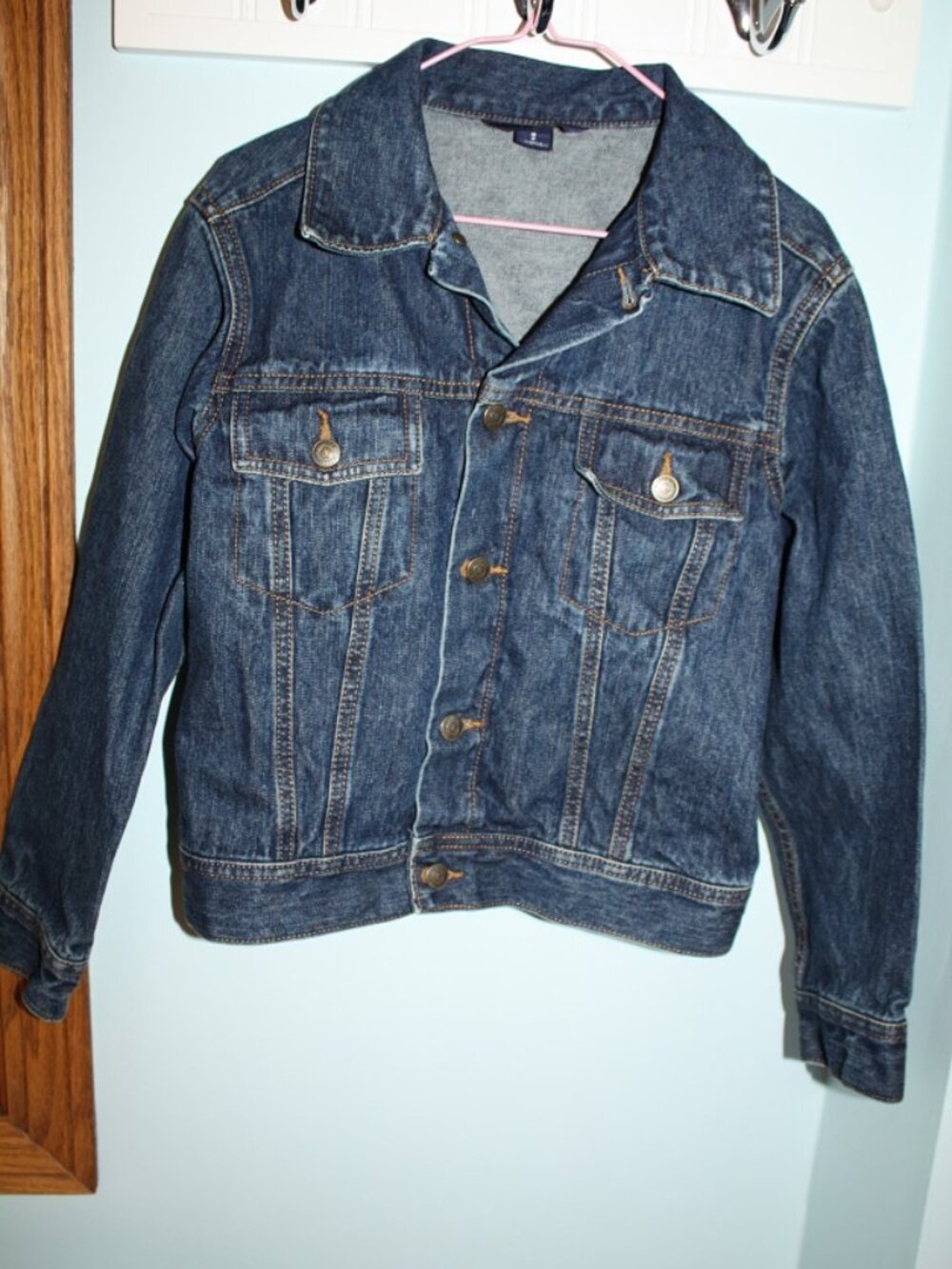 LANDS' END Denim Size S (8) Blue Stonewash Biker Trucker Western Jeans Jacket